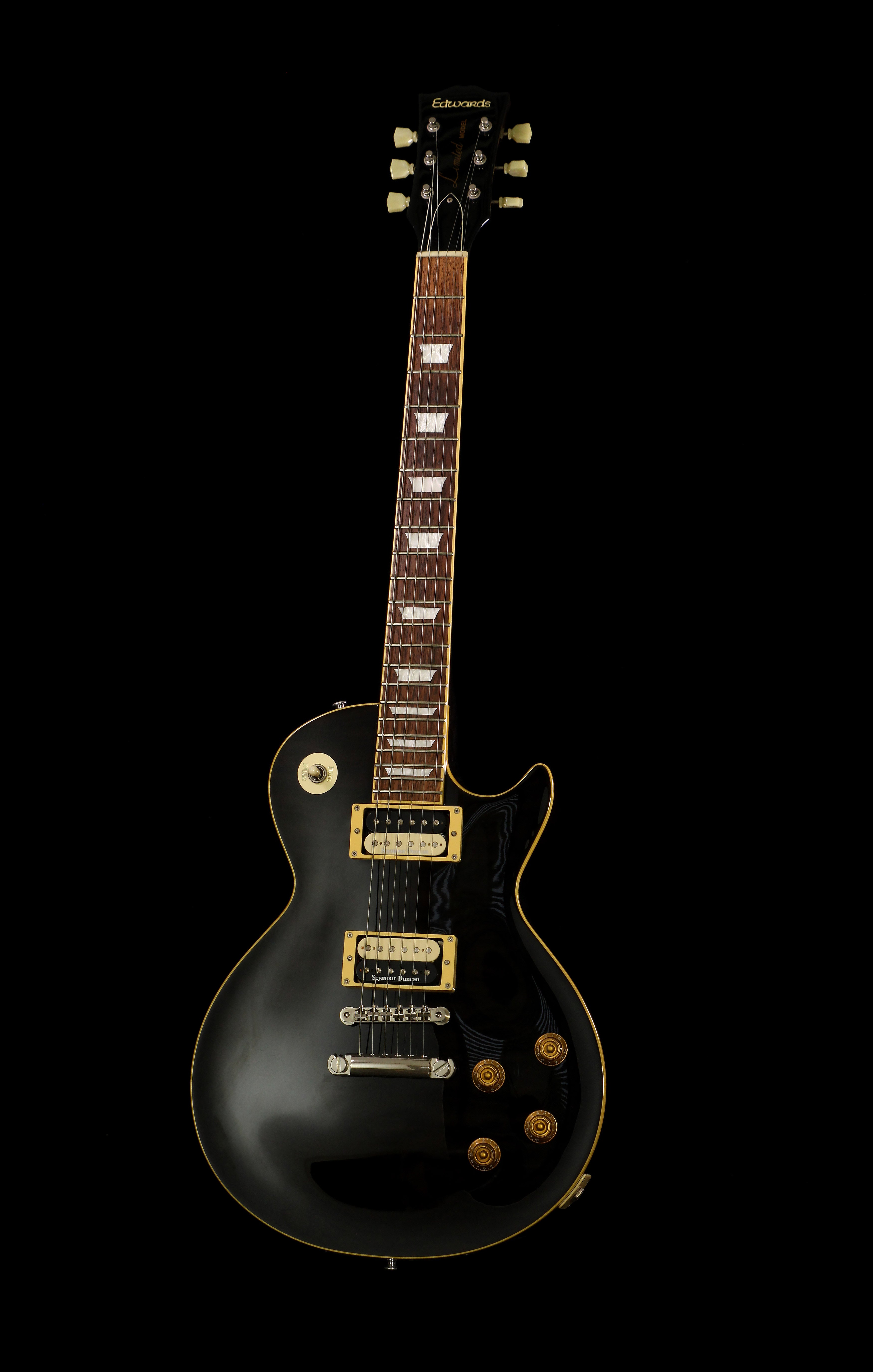 Edwards by ESP E-LP-92SD/QM Les Paul Transparent Ebony Seymour Duncan –  Soul Drifter Guitars