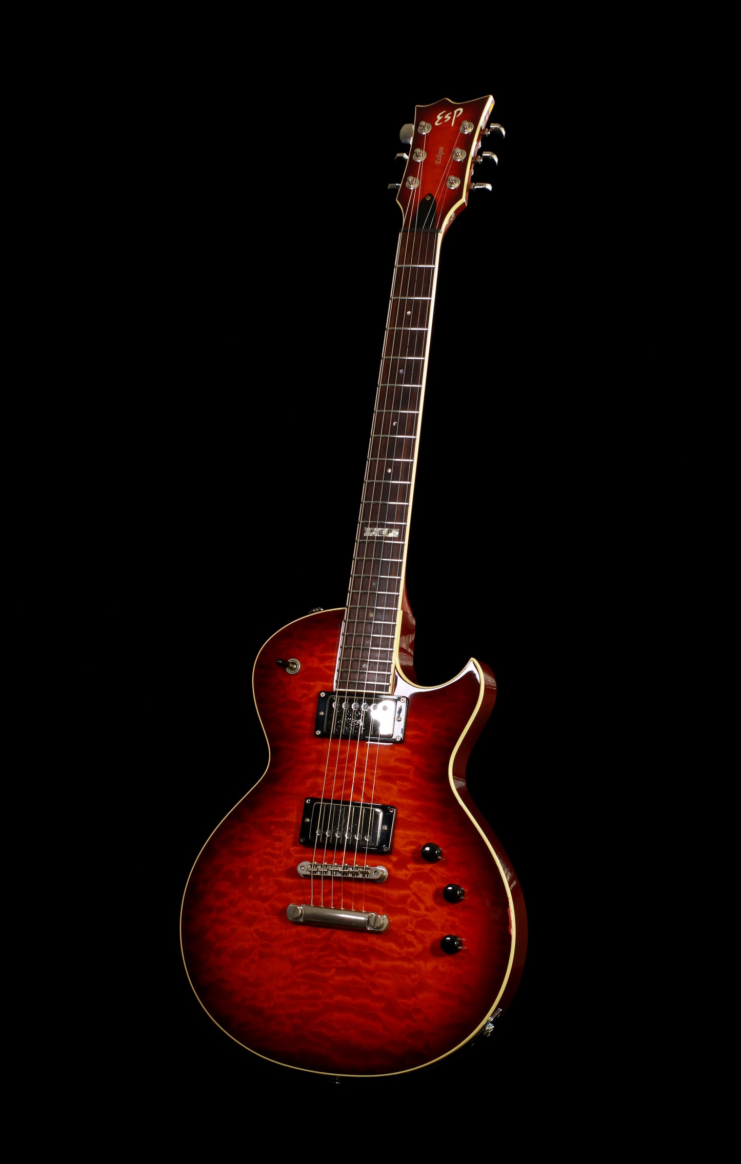 ESP Eclipse Dark See Thru Black Cherry Sunburst Flame Top